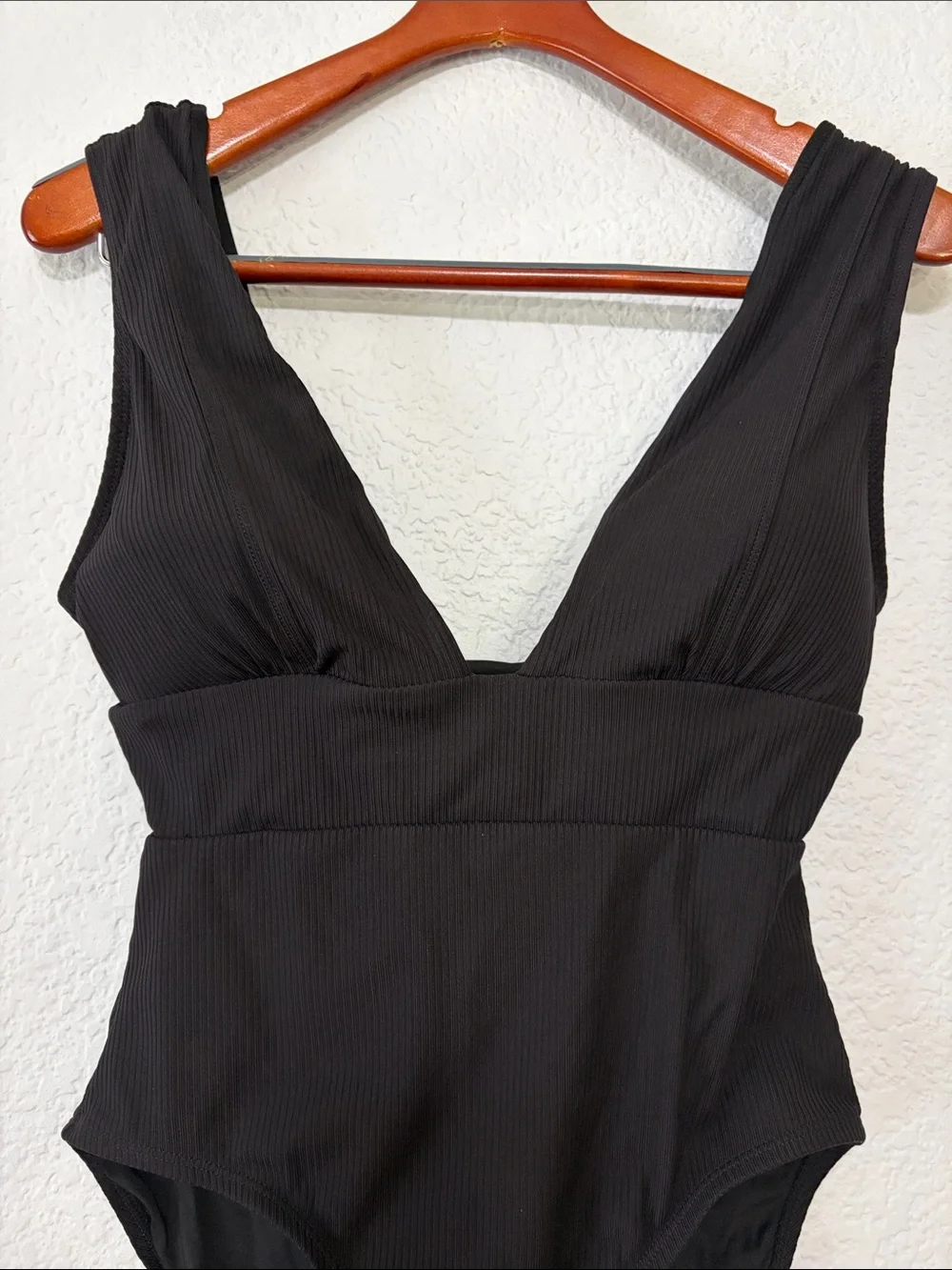 Andie Swim Mykonos Black Ribbed One Piece Swimsuit
